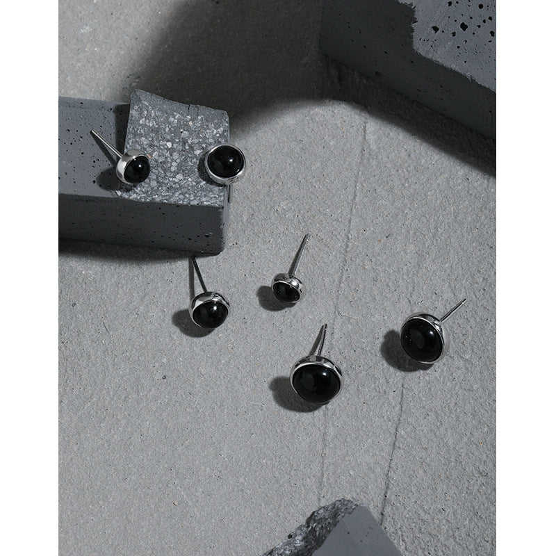 Round Black Onyx Bezel Stud Earrings – gemstone jewelry supplier