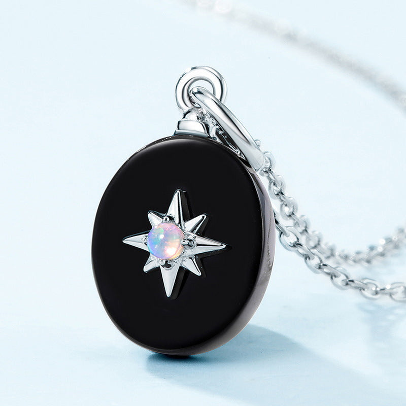 Black Onyx Synthetic Opal Pendant Necklace – image 4