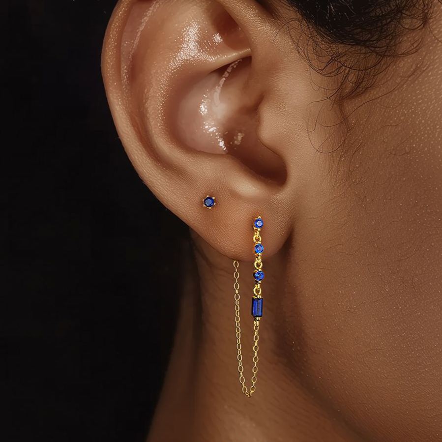 Blue Zircon Stud Earring Set – detail view 3