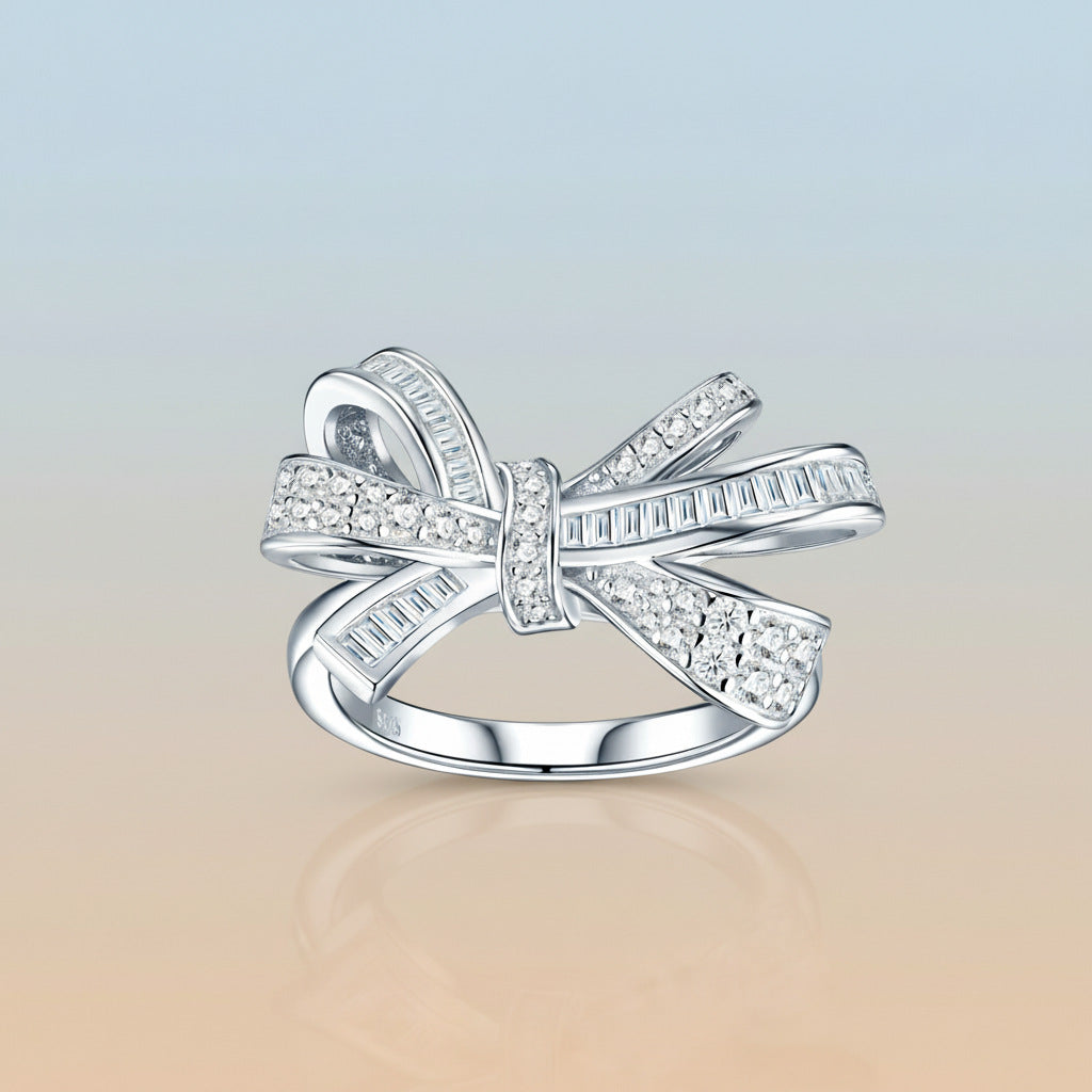 Bow-Knot T-Square Moissanite Ring