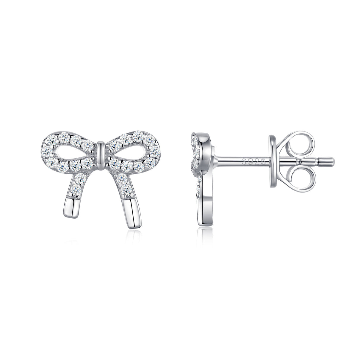 Bow Moissanite Stud Earrings – detail view 3
