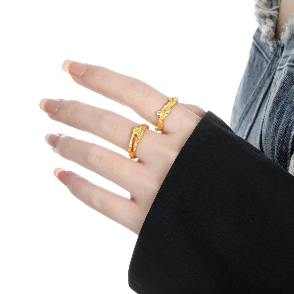 Matte Double Branch Openwork Ring – image 4