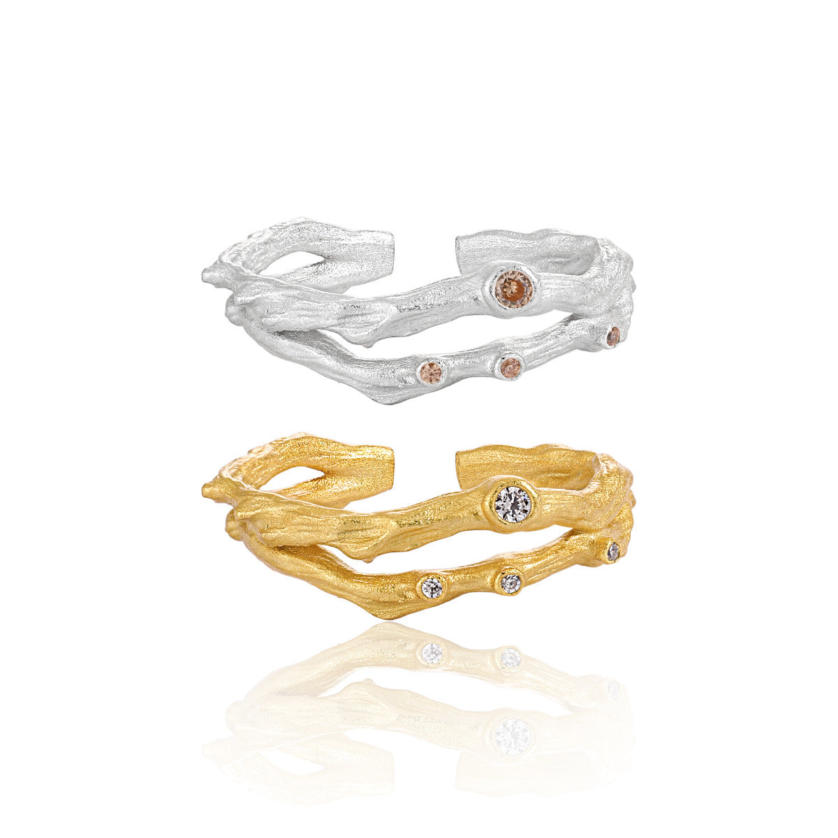 Organic Branch Stone-Set Open Ring
