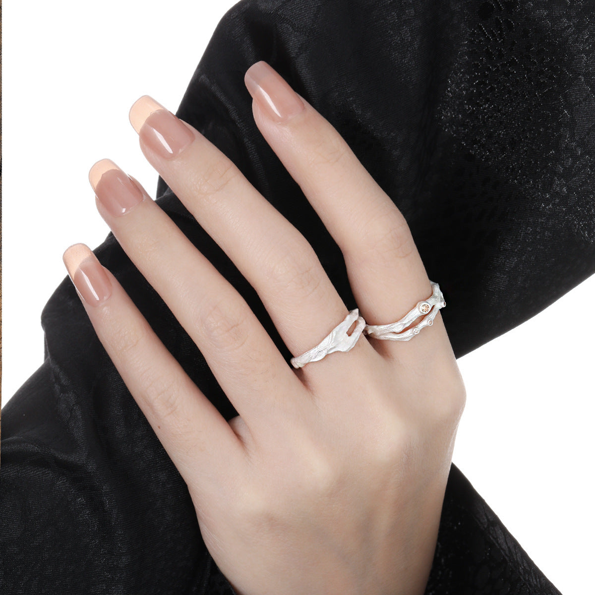 Organic Branch Stone-Set Open Ring – detail view 3