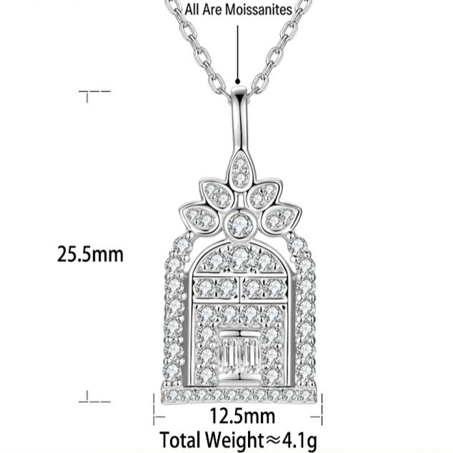 Castle Moissanite Birdcage Necklace – image 4