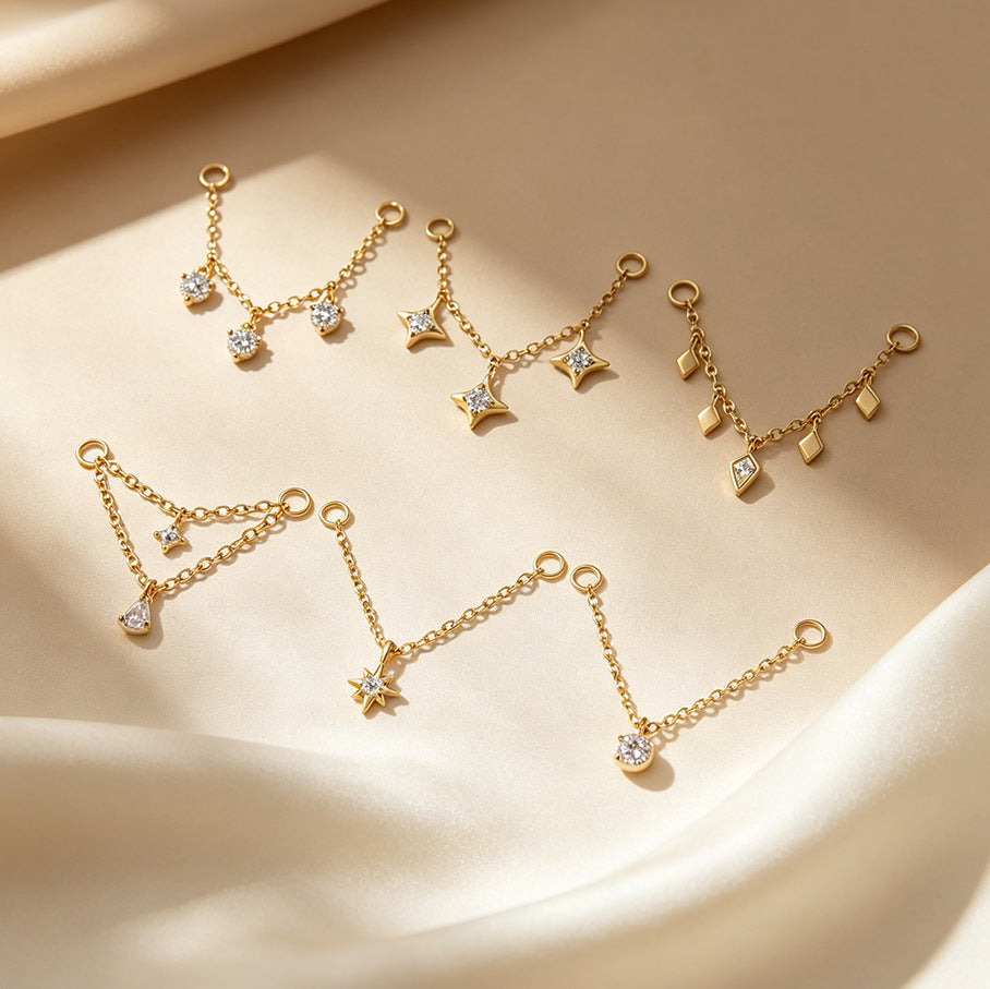 Chain Ear Bridge with Zirconia (Ear Tips Not Included)