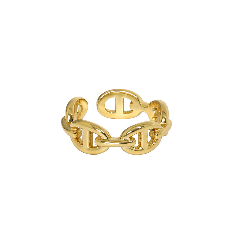 Sculptural Chain Link Open Ring – image 5