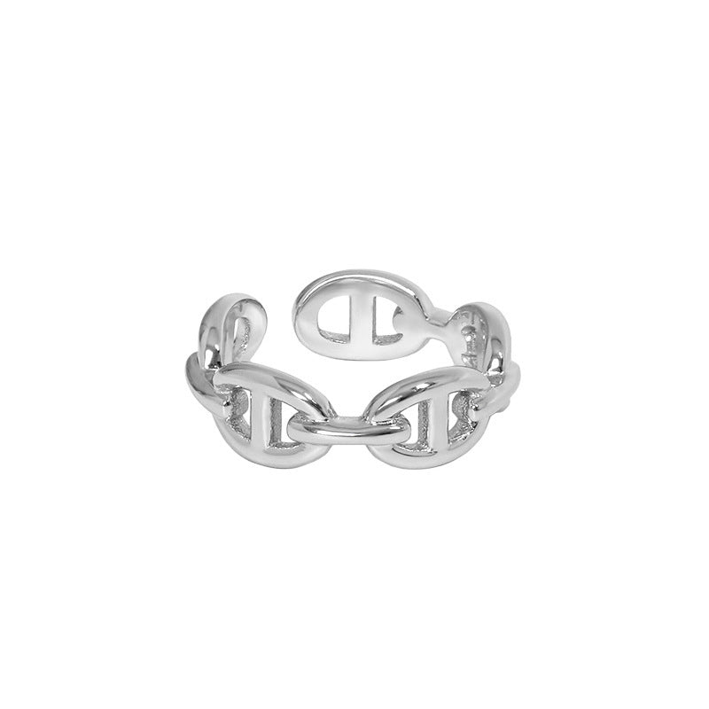 Sculptural Chain Link Open Ring – image 6