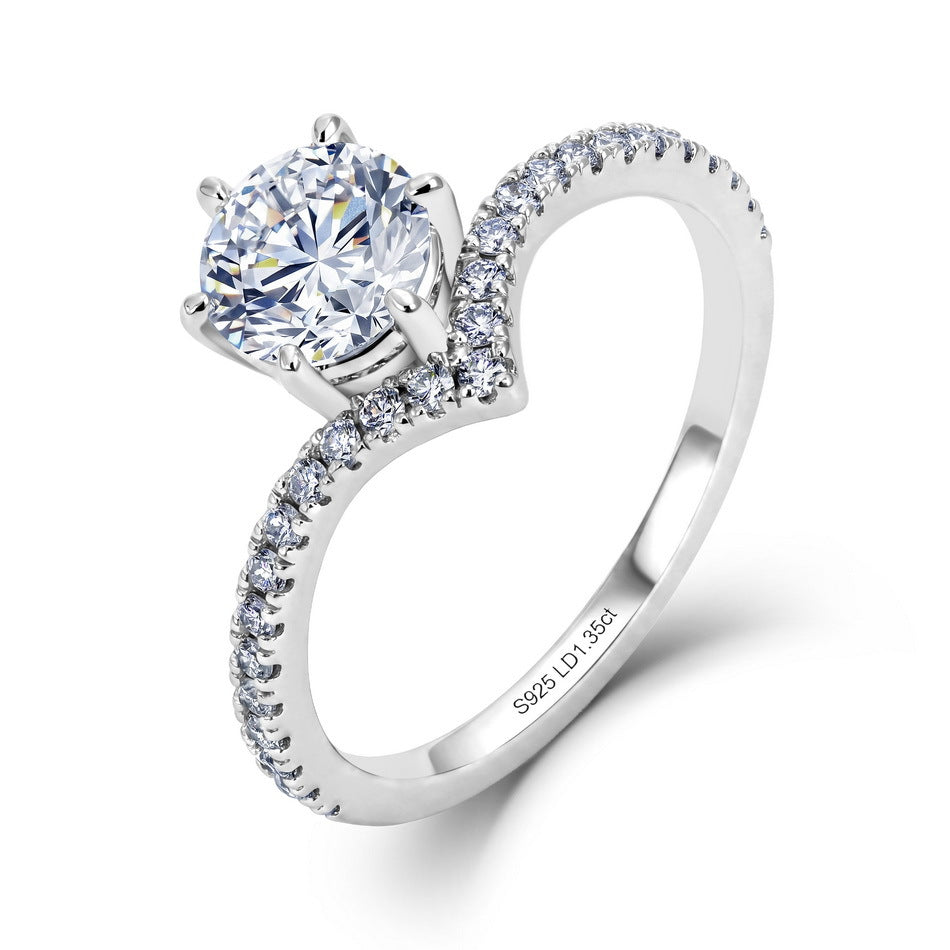 Round Lab Grown Diamond Chevron Ring