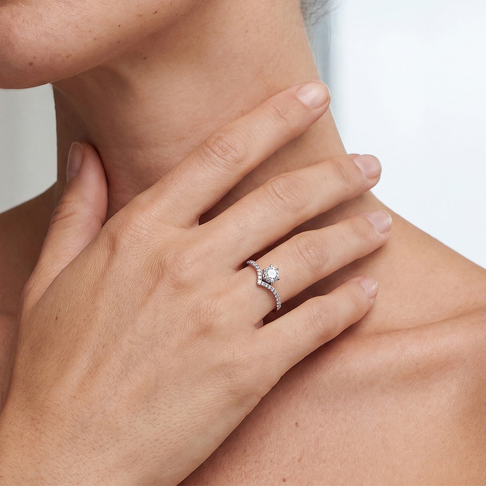 Round Lab Grown Diamond Chevron Ring – image 5