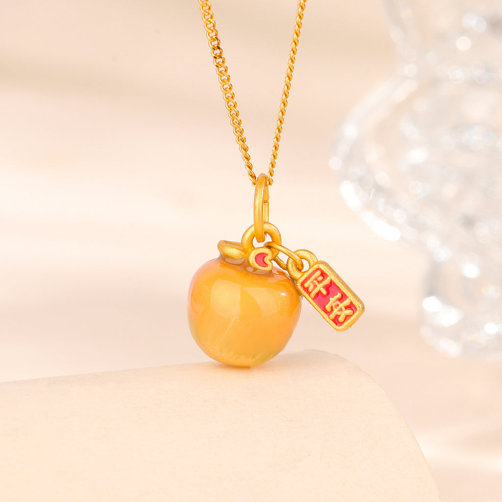 Christmas Color-Changing "Safe & Peaceful" Apple Pendant Necklace – detail view 3