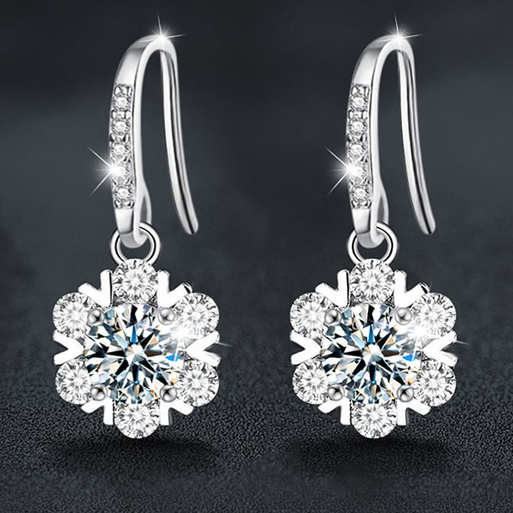 Moissanite Snowflake Hook Earrings – wholesale moissanite jewelry