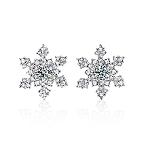 Moissanite Snowflake Christmas Earrings