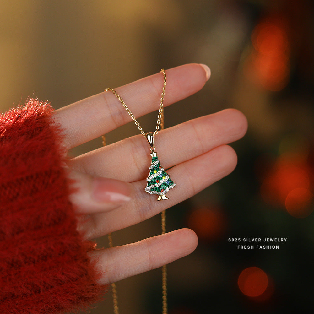 Christmas Tree Necklace With Colorful Zirconia – wholesale silver necklaces