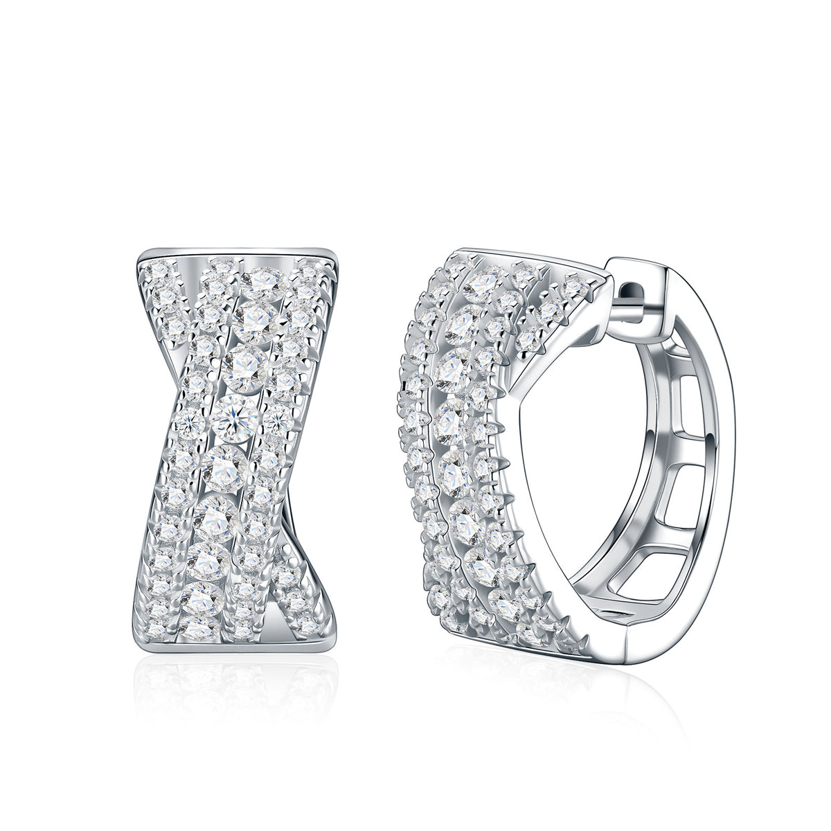 Chunky Moissanite J Hoop Earrings – image 4
