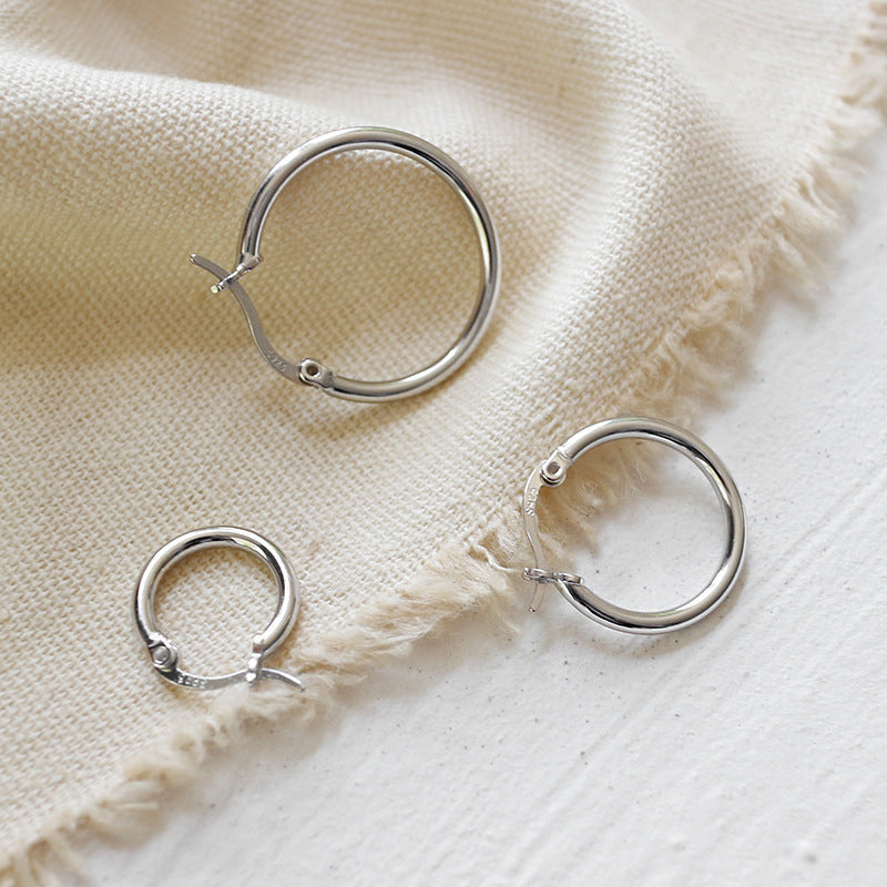 Rhodium Plated Classic Round Hoop Earrings – earring hoops in bulk