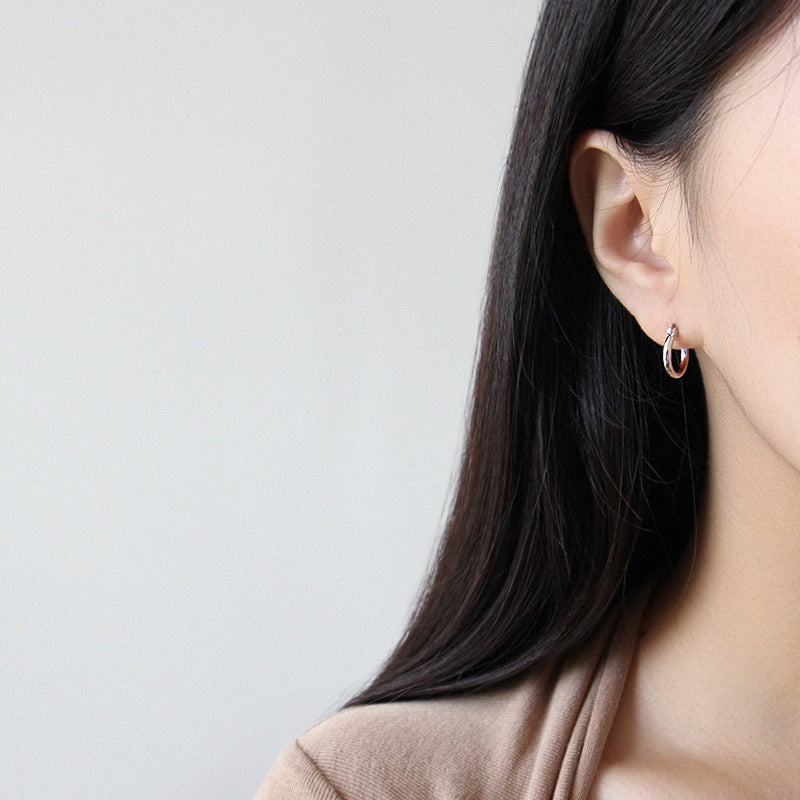 Rhodium Plated Classic Round Hoop Earrings – image 4