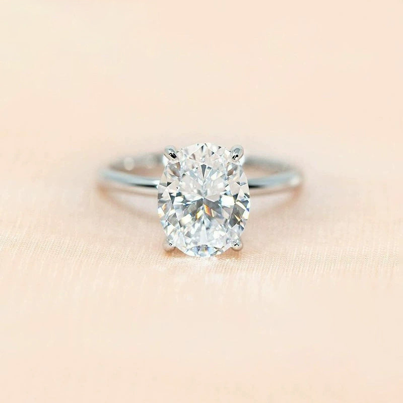 Dainty Oval 3CT Zircon Women's Ring – wholesale silver rings