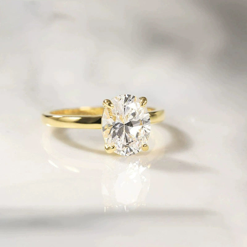 Dainty Oval 3CT Zircon Women's Ring – detail view 3