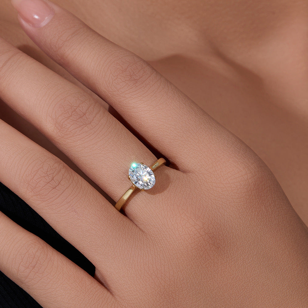 Classic Oval Moissanite Solitaire Ring – image 4