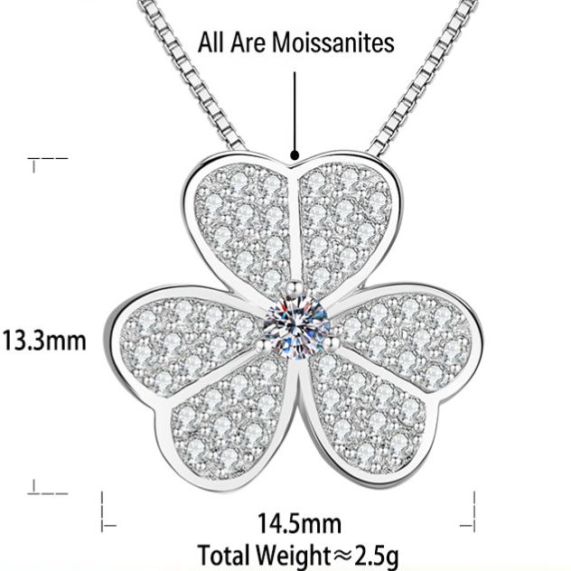 Clover Moissanite Necklace YCN601 – image 4