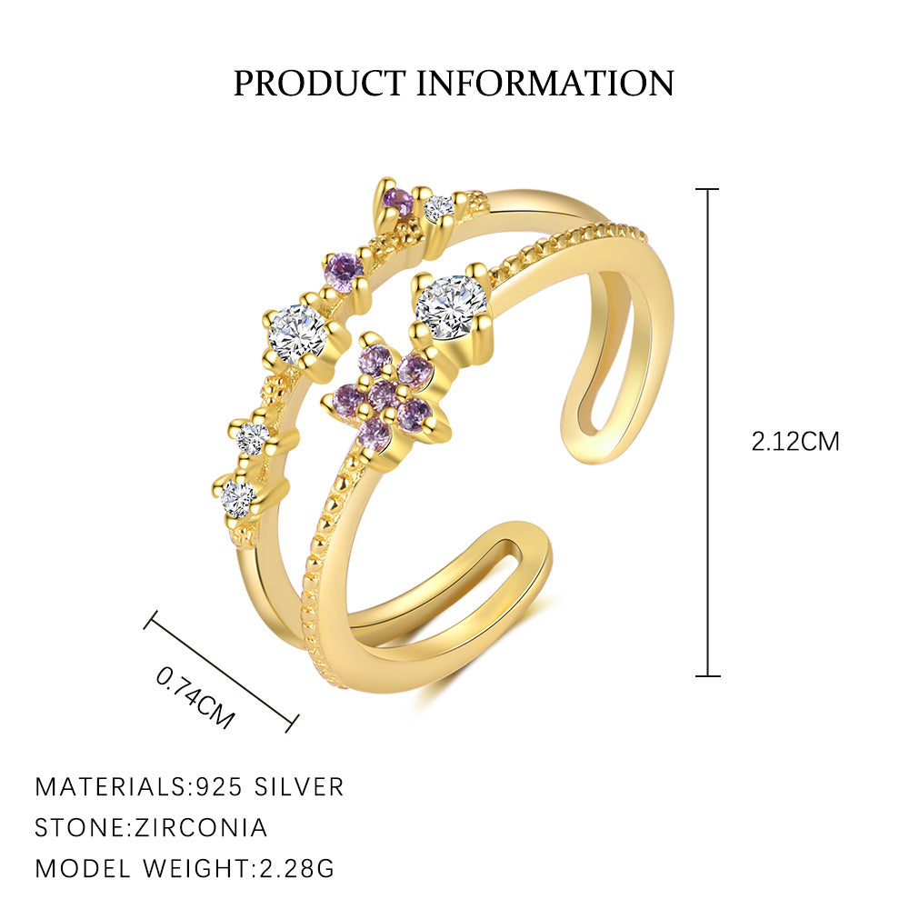 Colorful Cubic Zirconia Flower Ring – image 5