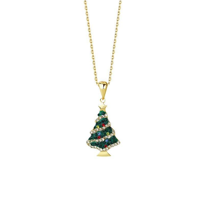 Colorful Zircon Christmas Tree Necklace and Earring Set – image 5