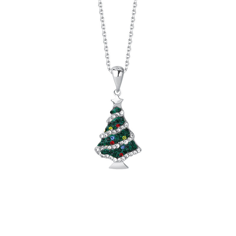 Colorful Zircon Christmas Tree Necklace and Earring Set – image 6