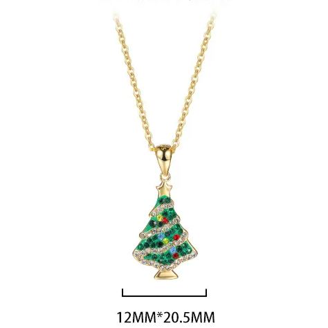 Colorful Zircon Christmas Tree Necklace and Earring Set – image 7