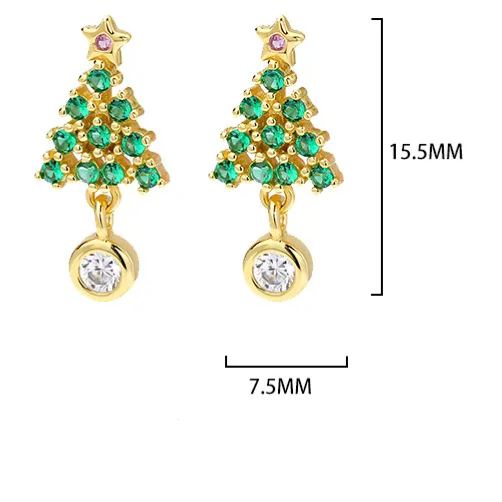 Colorful Zircon Christmas Tree Necklace and Earring Set – image 8