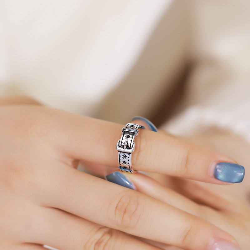 Creative Leather Buckle Ring – wholesale silver rings