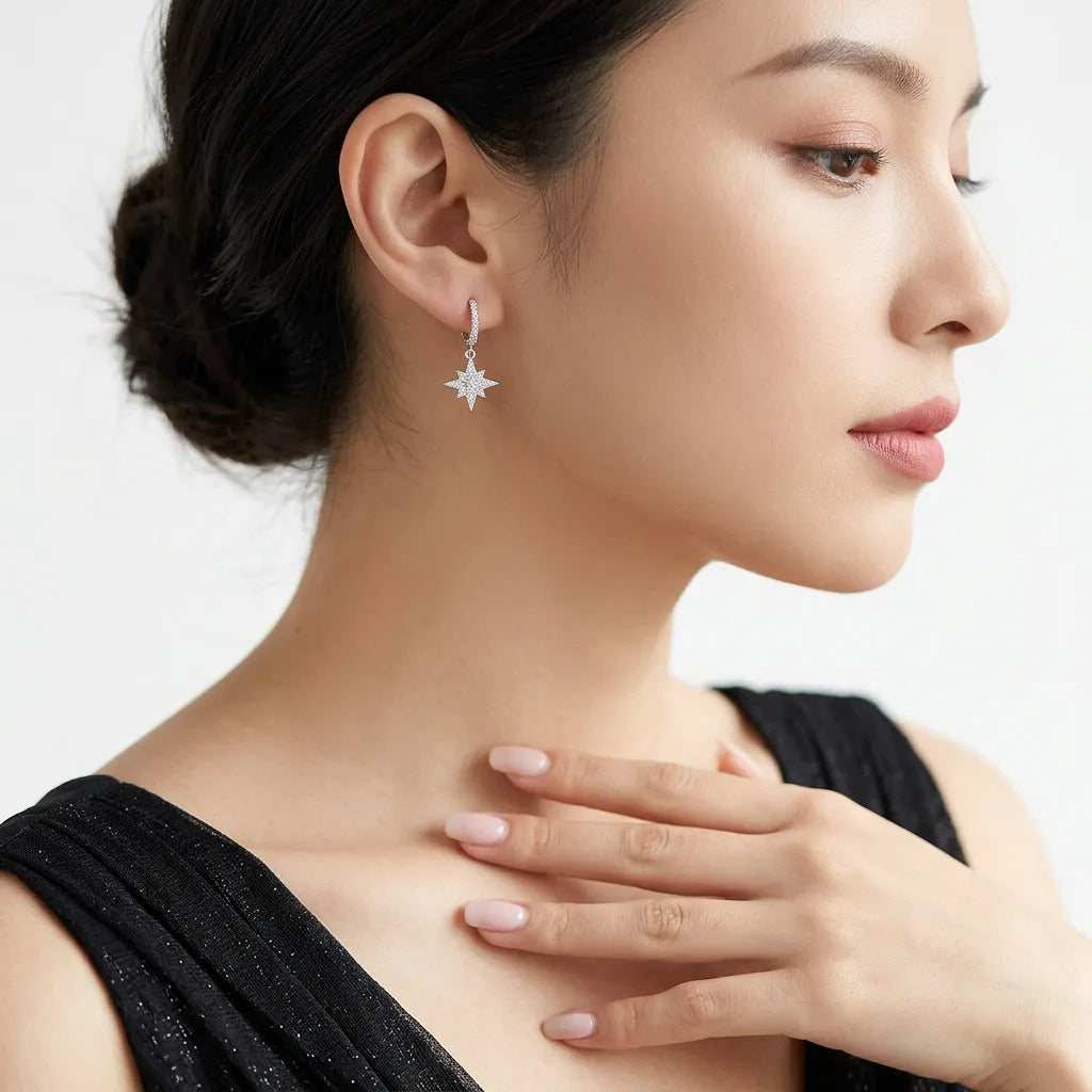 Crescent Moon Moissanite Huggie Earrings – image 5
