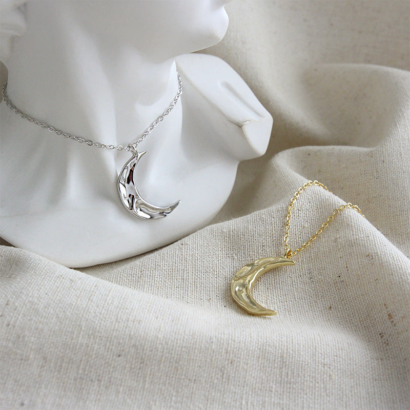 Organic Crescent Moon Pendant Necklace – wholesale silver necklaces