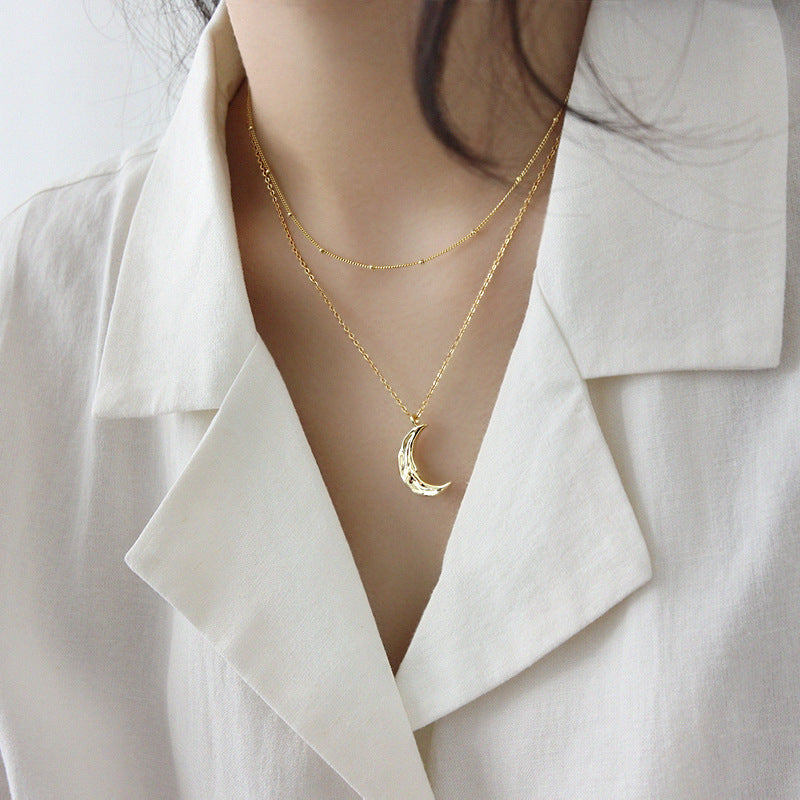 Organic Crescent Moon Pendant Necklace – image 4