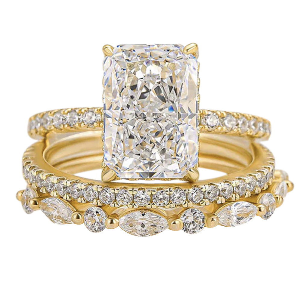 Crushed Ice CZ Bridal Ring Set