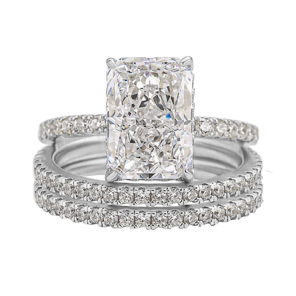 Crushed Ice CZ Bridal Ring Set – image 12
