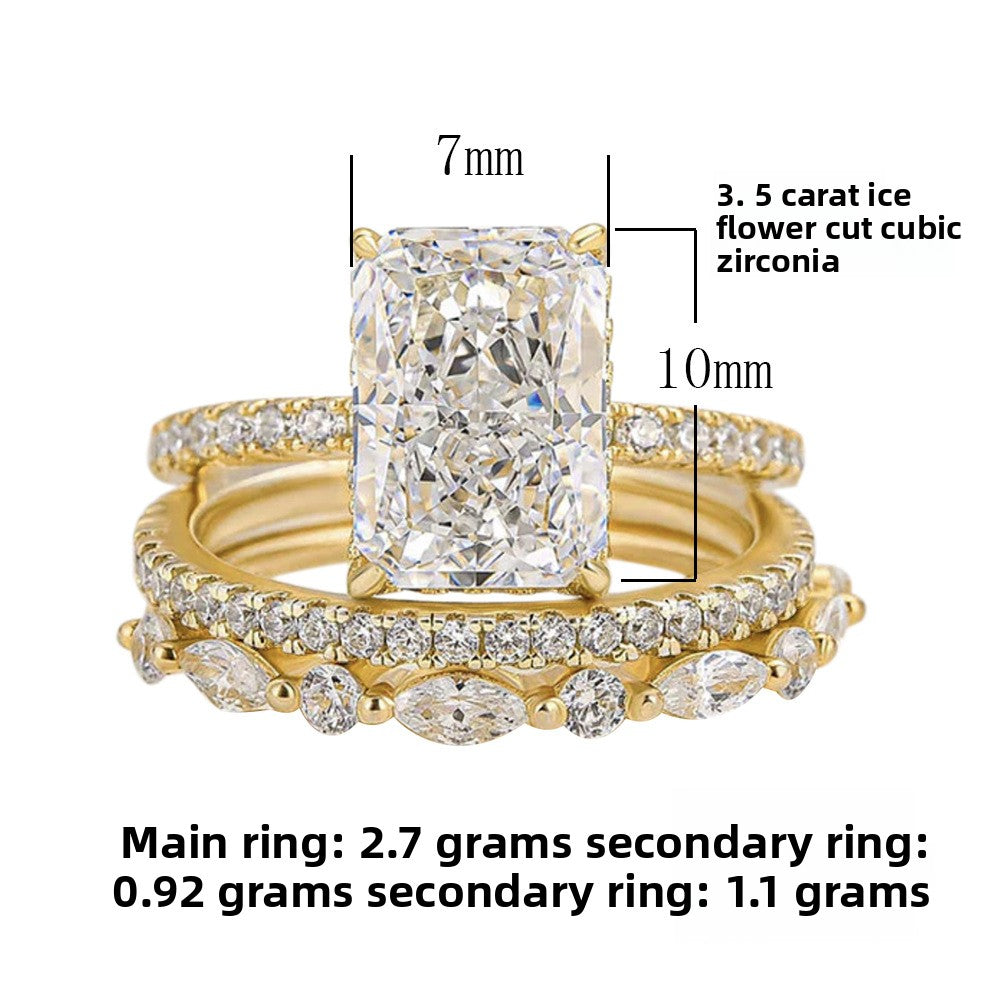 Crushed Ice CZ Bridal Ring Set – image 4