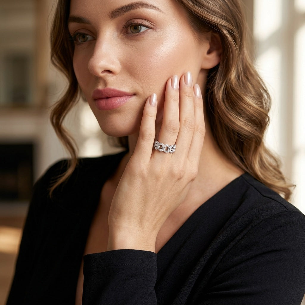 Cuban Chain Moissanite Ring – wholesale moissanite rings