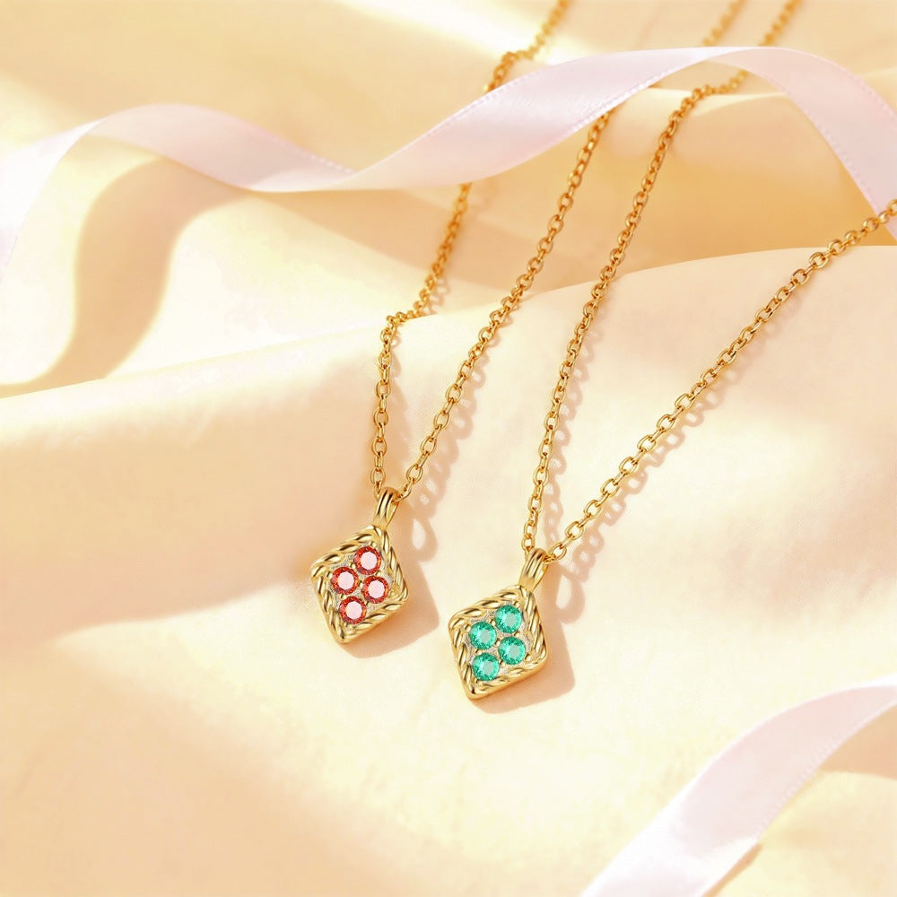 Cubic Zirconia Square Pendant Necklace – wholesale silver necklaces