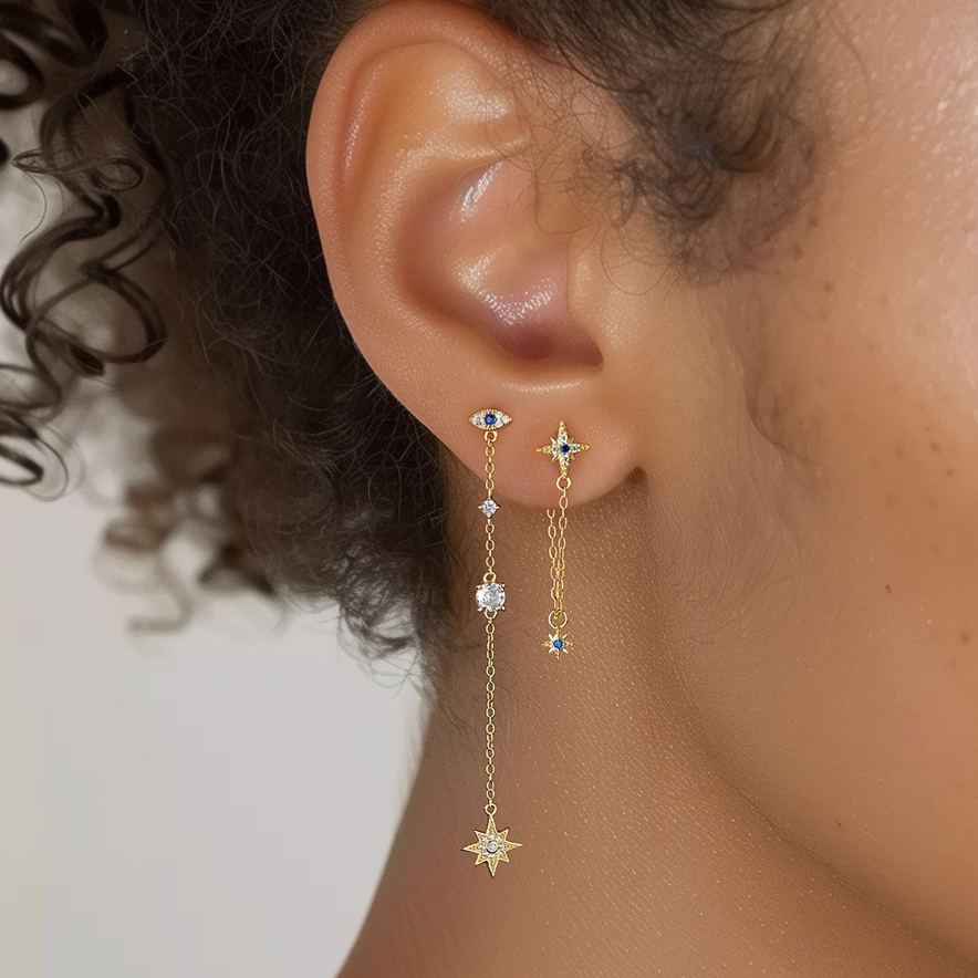 Cubic Zirconia Stud Earrings YCE270 – detail view 3