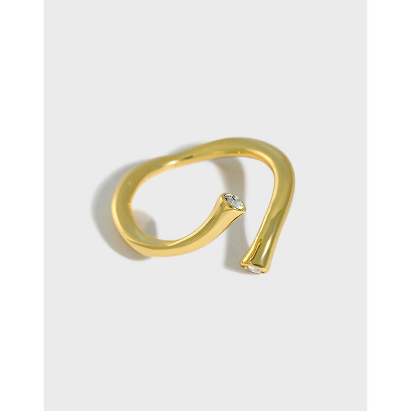 Sculptural Curved Double CZ Ring