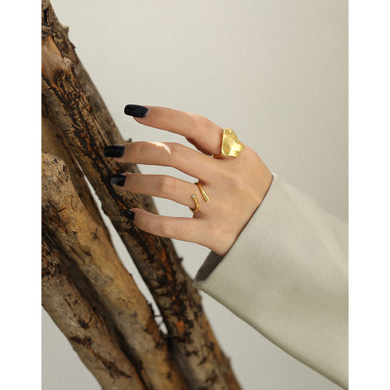 Sculptural Curved Double CZ Ring – detail view 3
