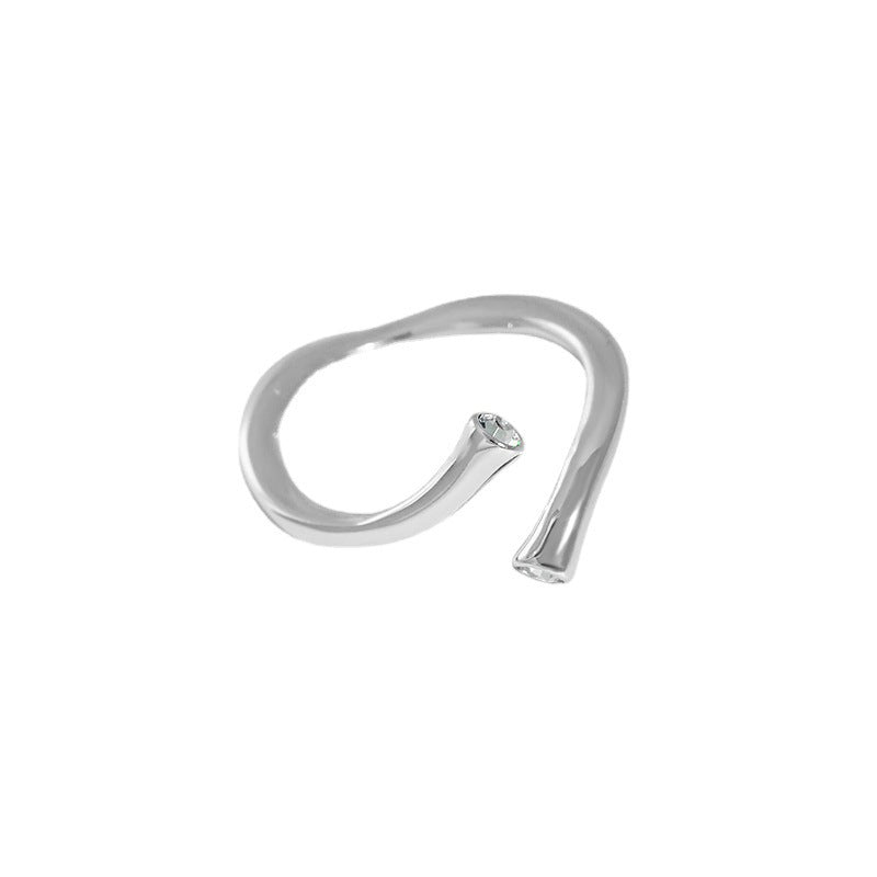 Sculptural Curved Double CZ Ring – image 5