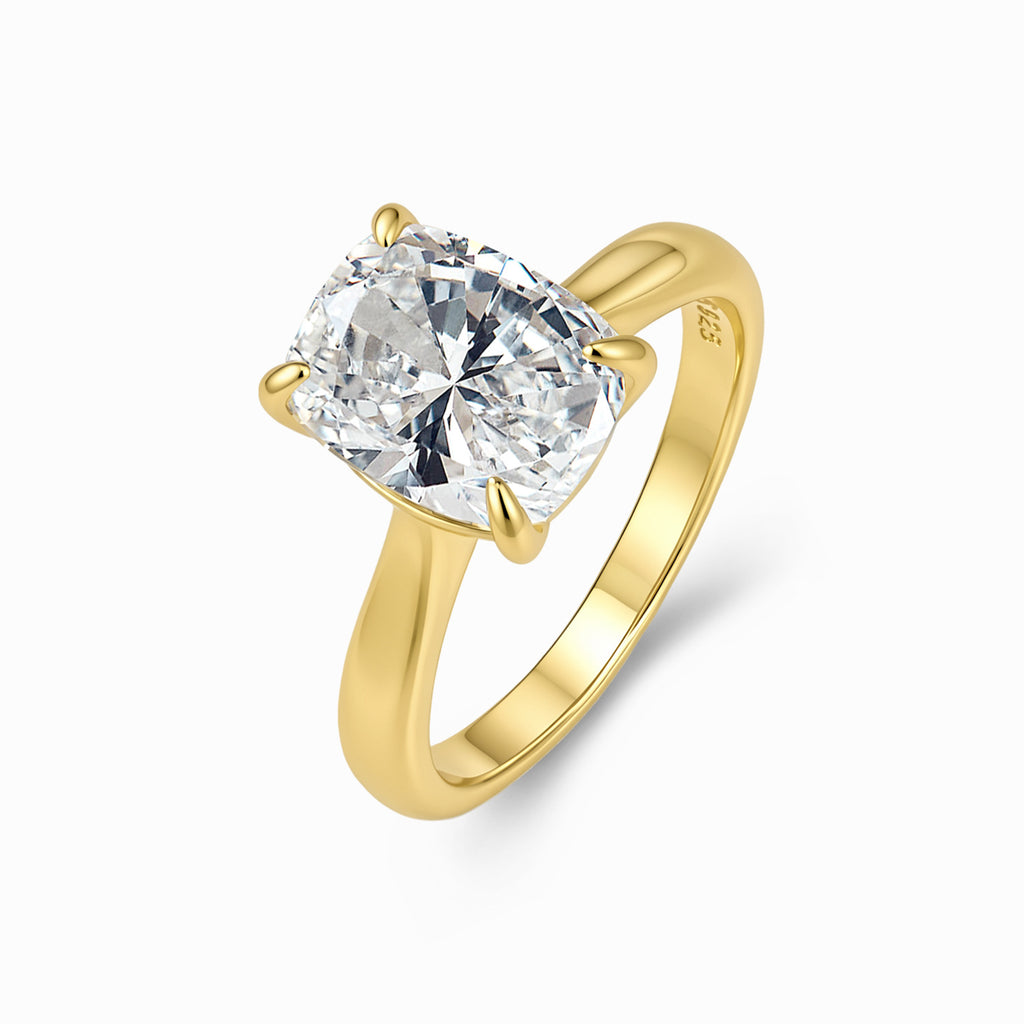 Cushion Cut Zircon Solitaire Ring