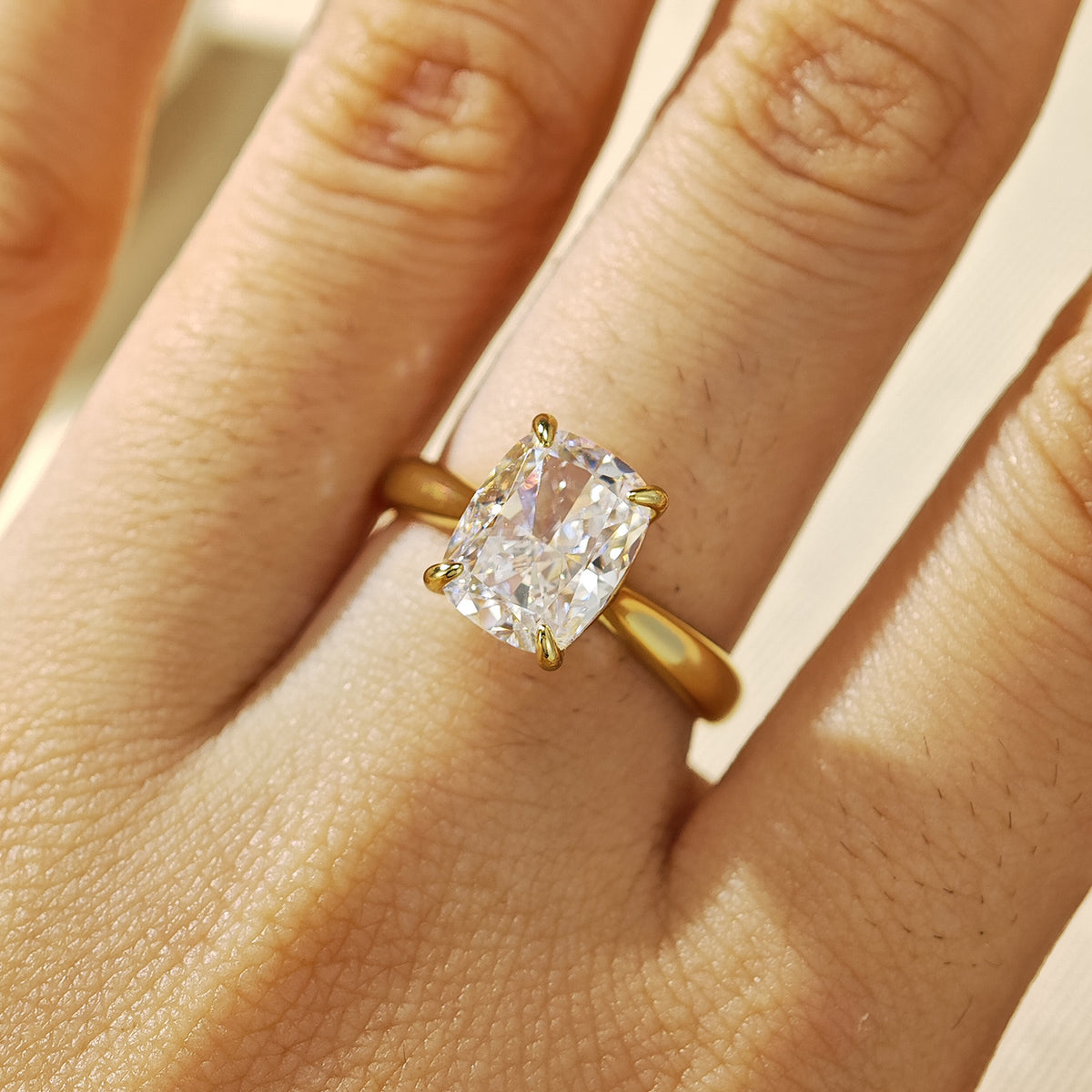 Cushion Cut Zircon Solitaire Ring – image 4