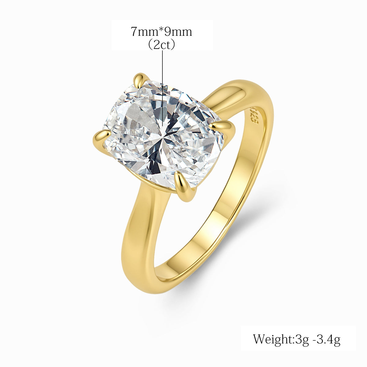 Cushion Cut Zircon Solitaire Ring – image 5