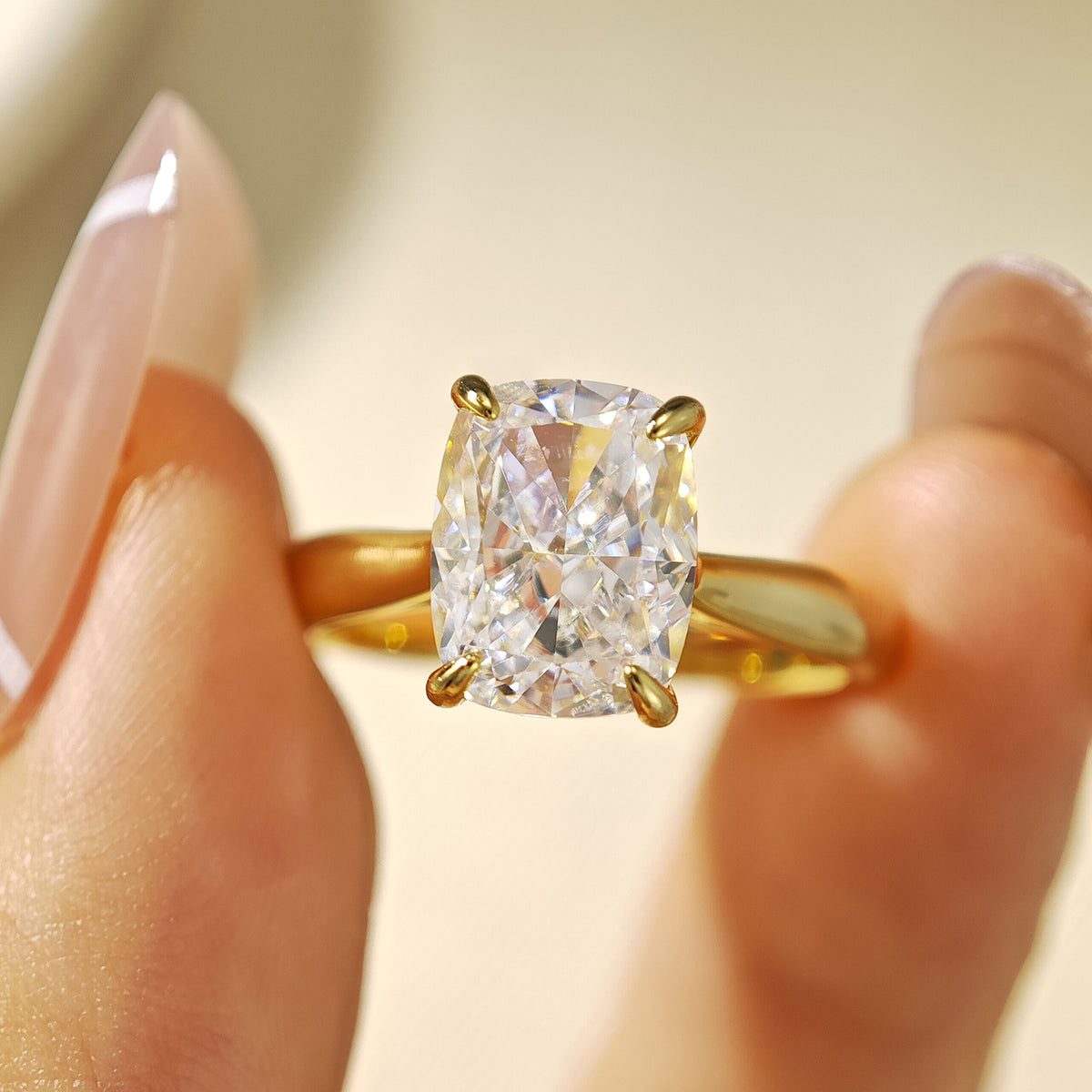 Cushion Cut Zircon Solitaire Ring – image 6