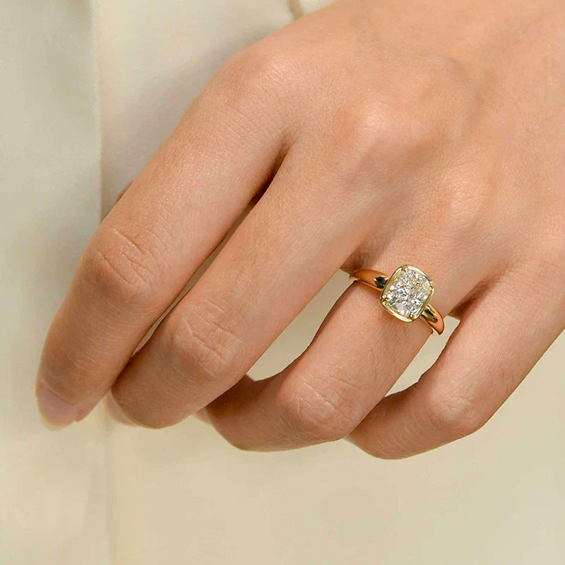 Elongated Cushion Cut CZ Solitaire Ring – image 5