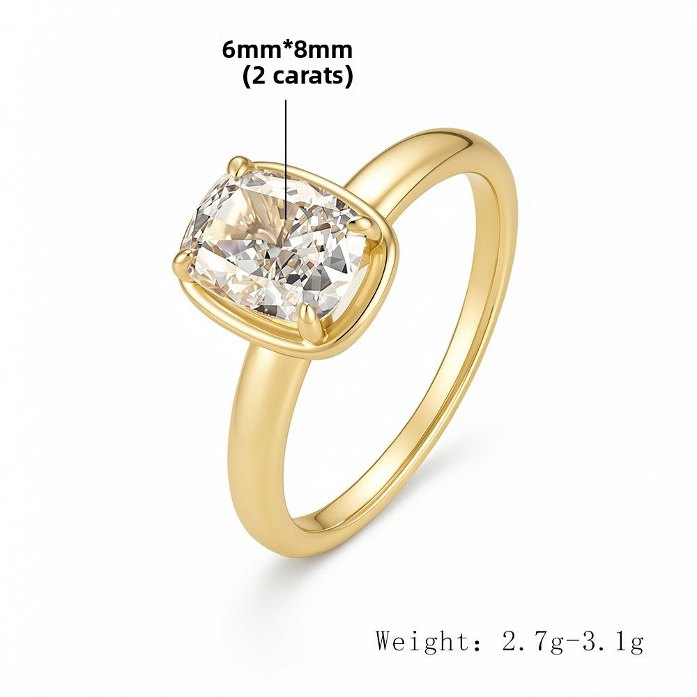 Elongated Cushion Cut CZ Solitaire Ring – image 6