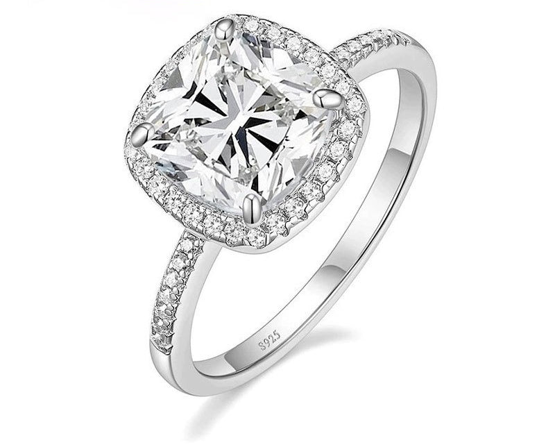4 Carat Cushion Zircon Ring